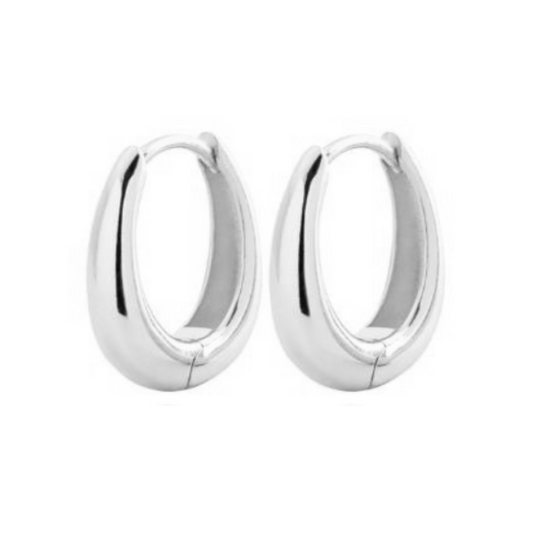 Elongated hoops - silver